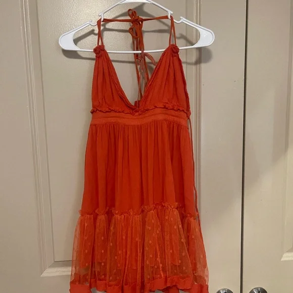 open lace back dress Babydoll Dress Orange Small 2-4 Final Sale main image 1